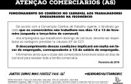 Comerciários (as), Fiquem atentos ao funcionamento de cada seguimento no carnaval! #lutasindical