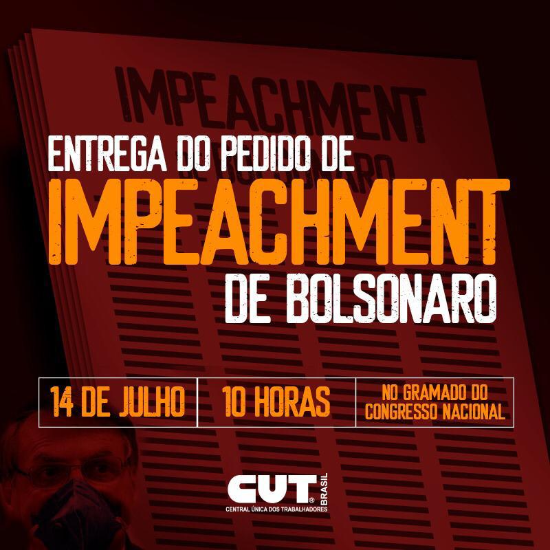 CUT e diversas entidades realizam ato para entrega do pedido de impeachment de Bolsonaro, nesta terça (14)