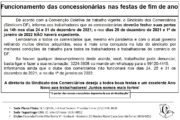 Fechamento das Concessionárias nas festas de fim de ano
