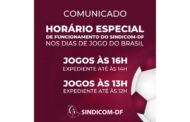 Confira os horários de expediente do Sindicom-DF nos dias de jogos da Seleção Brasileira